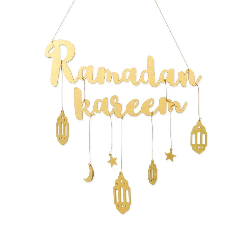 Ramadan Kareem Wooden Hanging Wall Decor | Elegant Eid Home Decoration