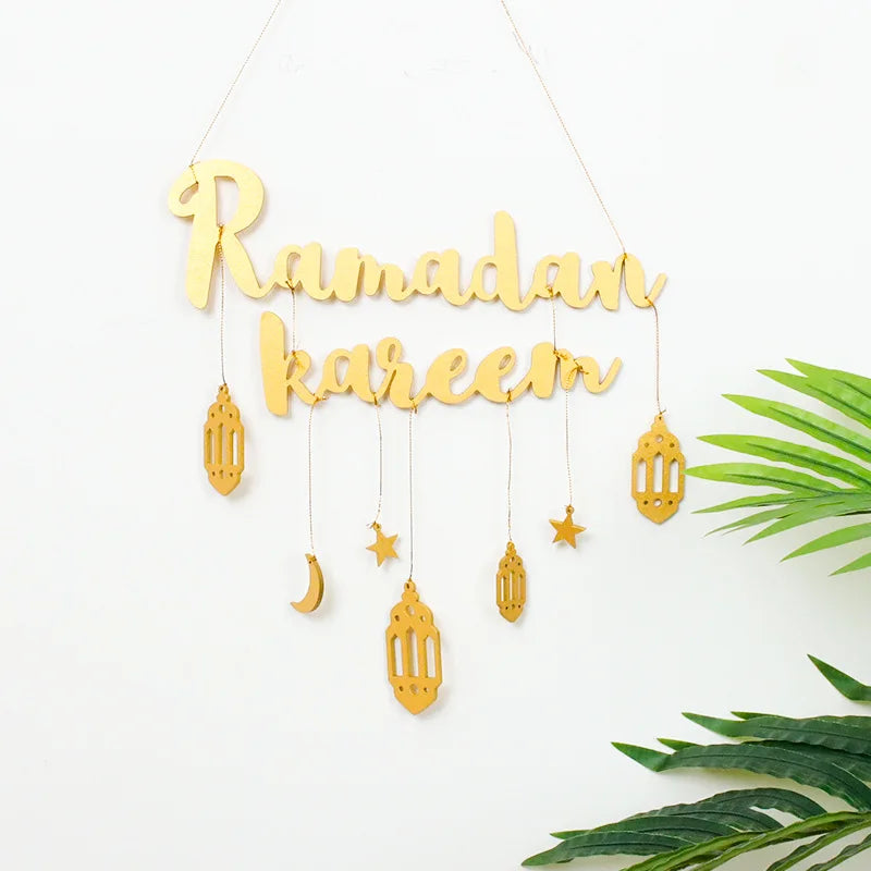 Ramadan Kareem Wooden Hanging Wall Decor | Elegant Eid Home Decoration