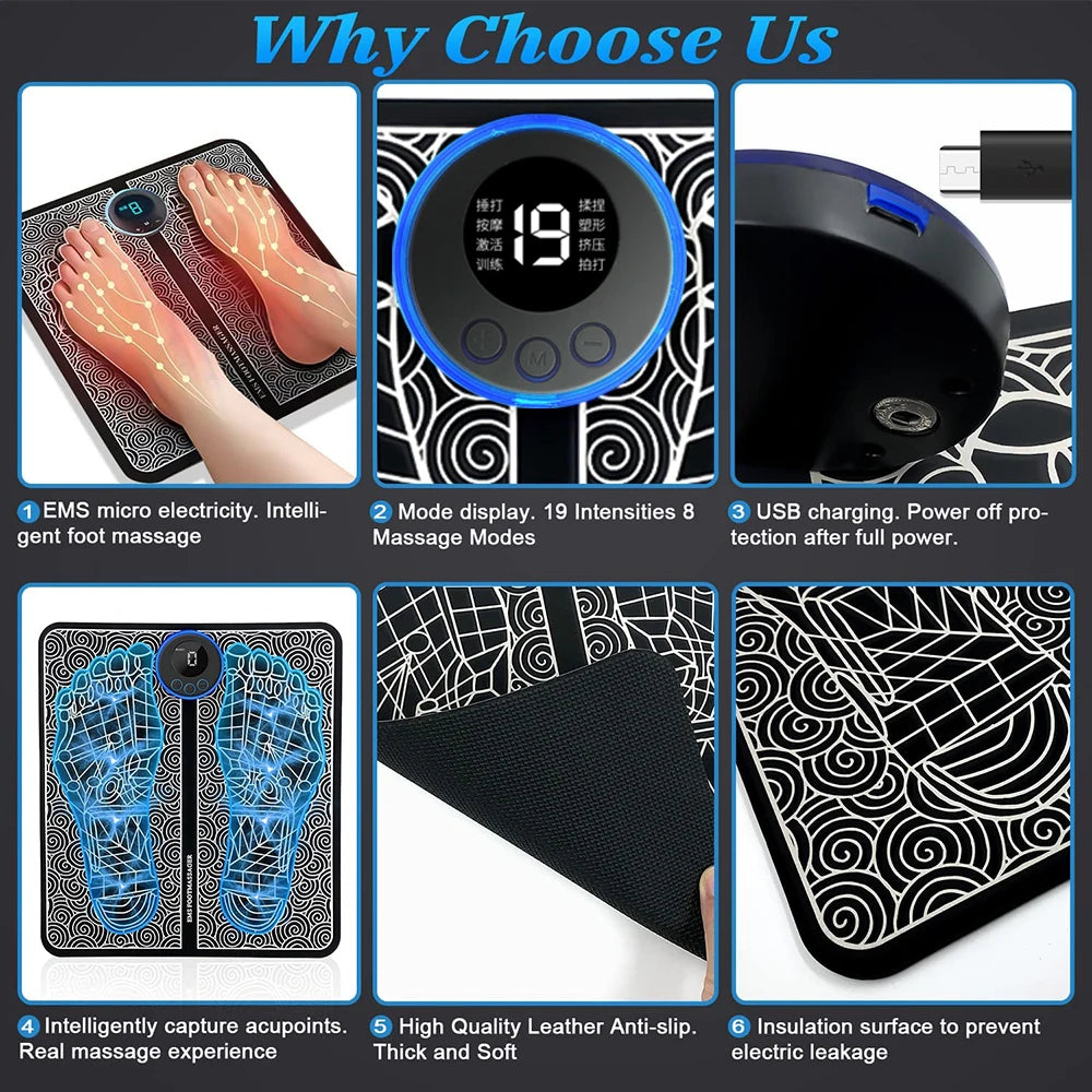 EMS Foot Massager Mat | Electric Muscle Stimulator for Relaxation & Recovery
