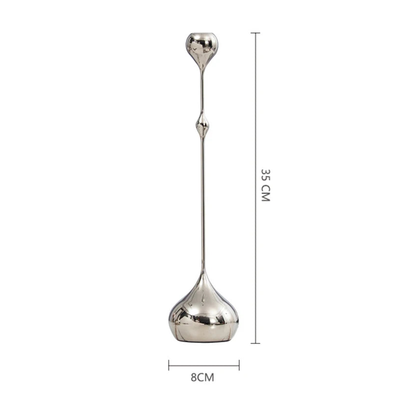 Elegant Silver Candle Holder Set | Modern Minimalist Table Decor