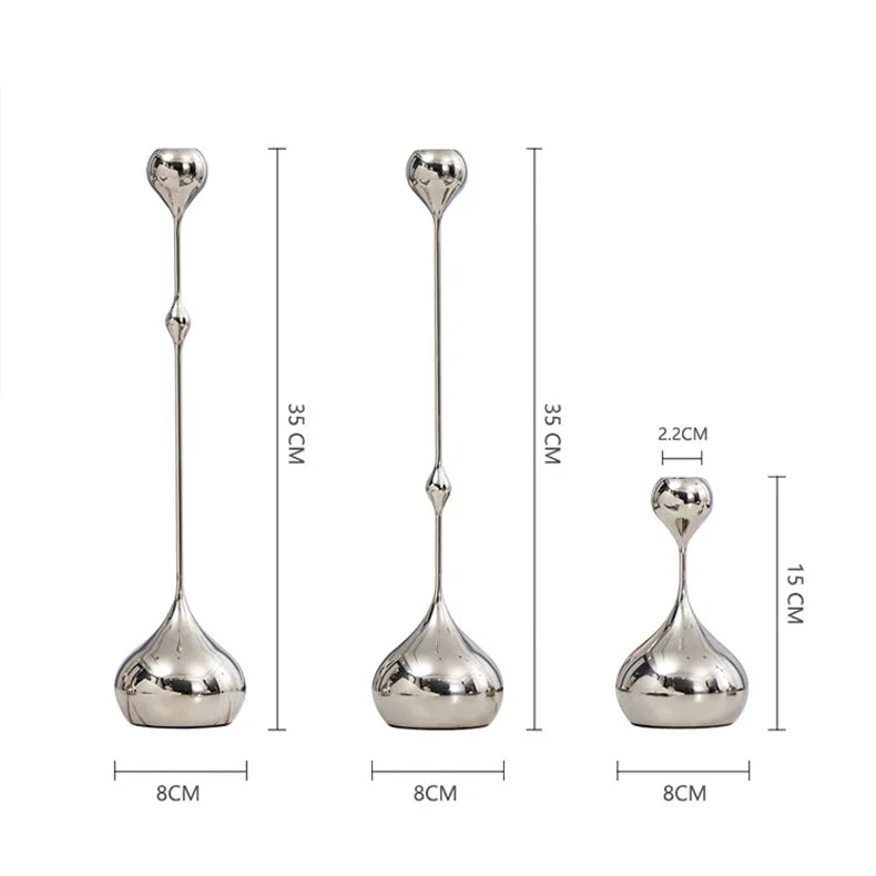 Elegant Silver Candle Holder Set | Modern Minimalist Table Decor