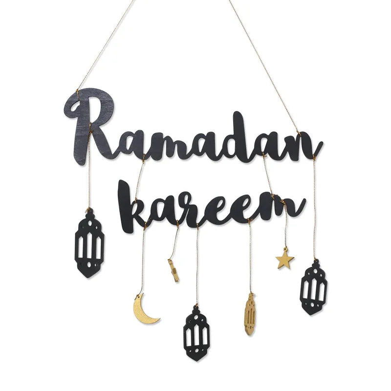 Ramadan Kareem Wooden Hanging Wall Decor | Elegant Eid Home Decoration