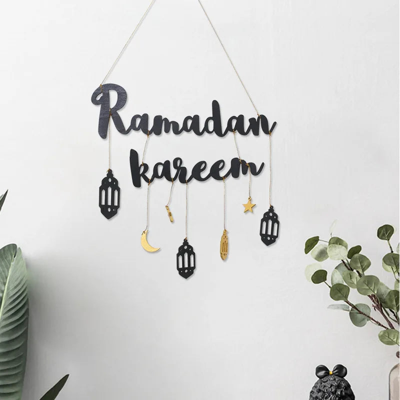 Ramadan Kareem Wooden Hanging Wall Decor | Elegant Eid Home Decoration