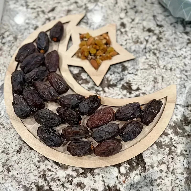Ramadan Crescent Moon Serving Tray | Elegant Iftar Dessert & Fruit Tray