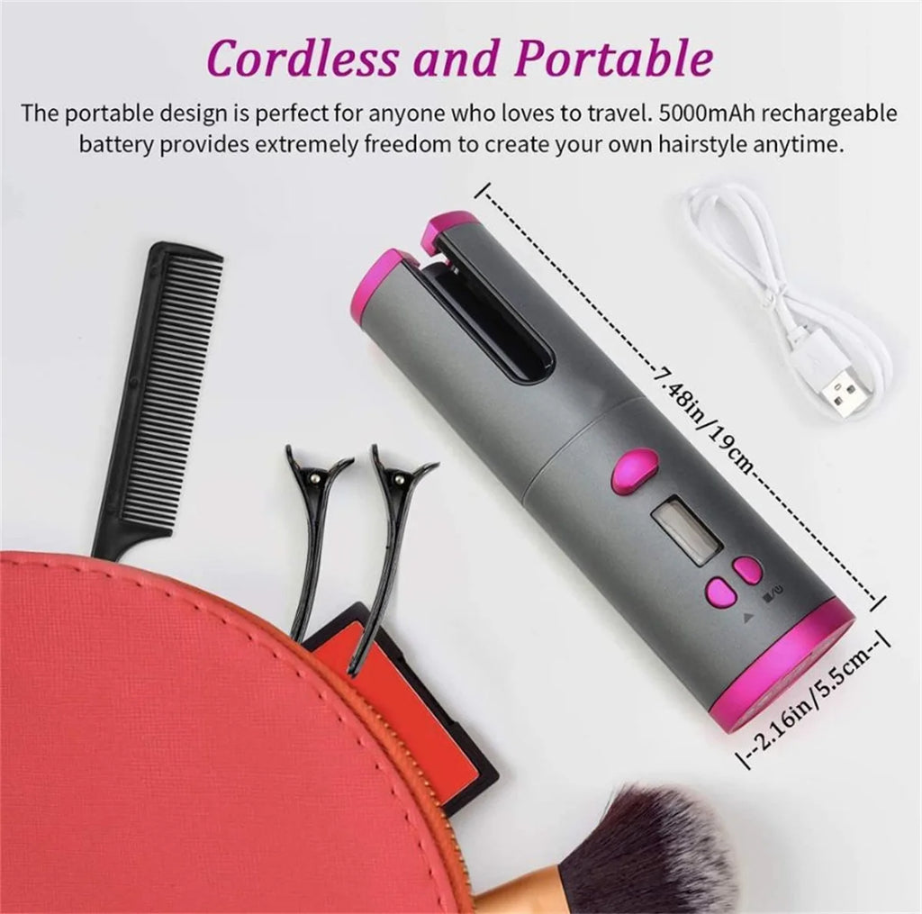 Cordless Automatic Hair Curler | Fast Heat Rechargeable Styling Tool