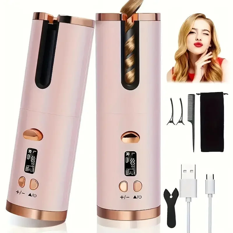 Cordless Automatic Hair Curler | Fast Heat Rechargeable Styling Tool