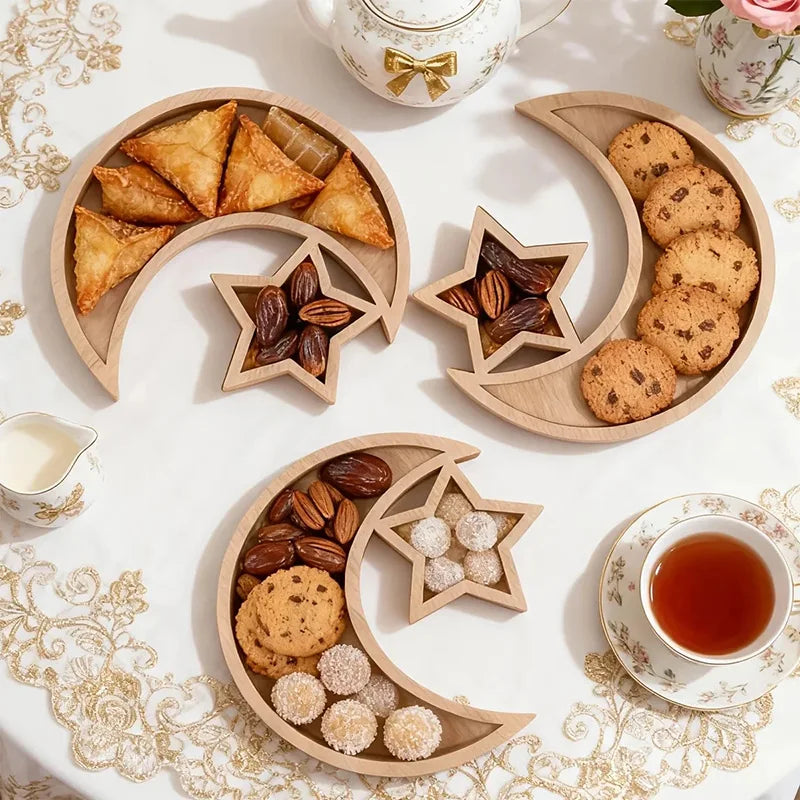 Ramadan Crescent Moon Serving Tray | Elegant Iftar Dessert & Fruit Tray