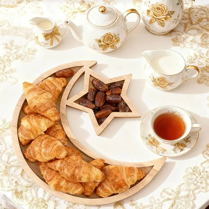 Ramadan Crescent Moon Serving Tray | Elegant Iftar Dessert & Fruit Tray