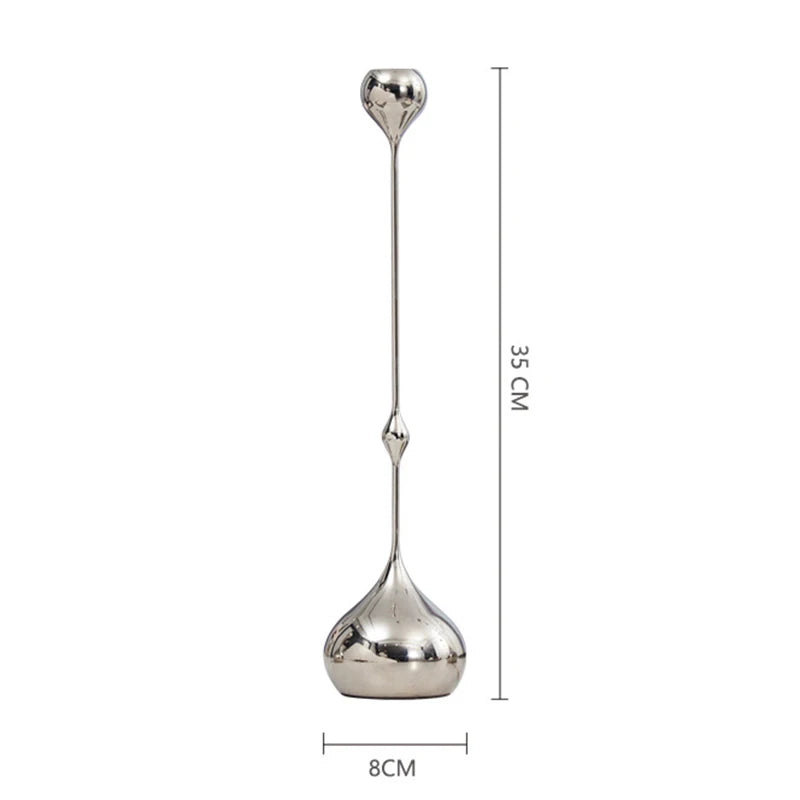 Elegant Silver Candle Holder Set | Modern Minimalist Table Decor