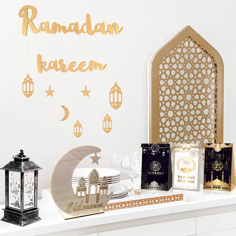 Ramadan Kareem Wooden Hanging Wall Decor | Elegant Eid Home Decoration