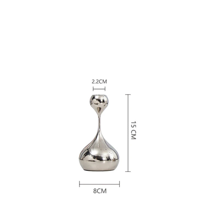 Elegant Silver Candle Holder Set | Modern Minimalist Table Decor