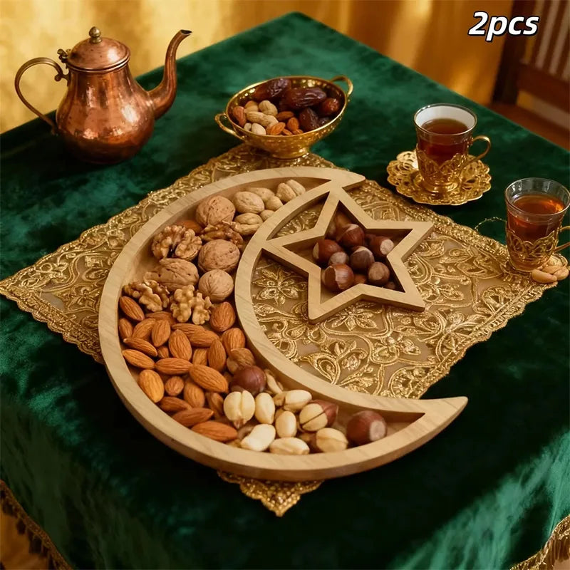 Ramadan Crescent Moon Serving Tray | Elegant Iftar Dessert & Fruit Tray